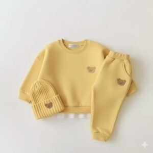 Winter children long-sleeved cotton Fabrics sweater+pant+Hats combo 3-piece