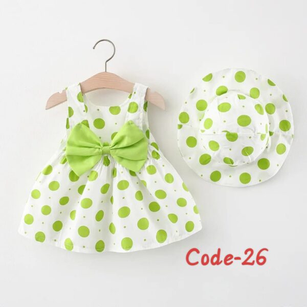 China Summer Sleeveless Cotton Floral Print Bow Dress & Hat 2 Piece Set - Image 6