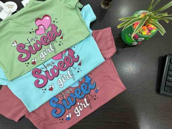 Sweet Girl Long Pants And Short Sleeve Top Snug Fit Pajama Set