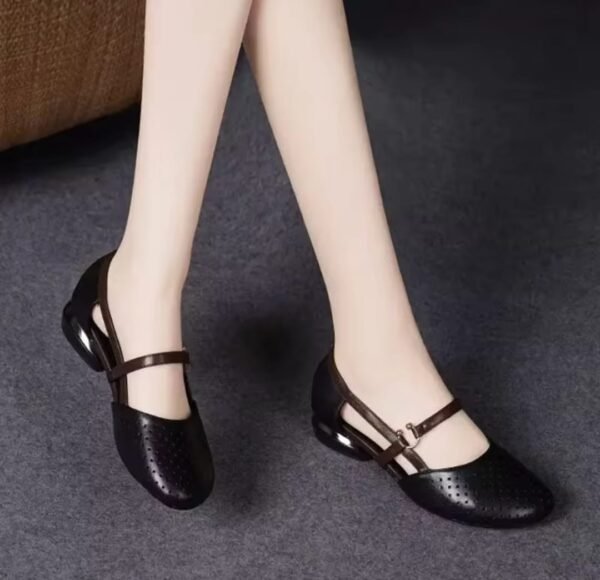 Elegant Perforated Mary Jane Flats - Image 2